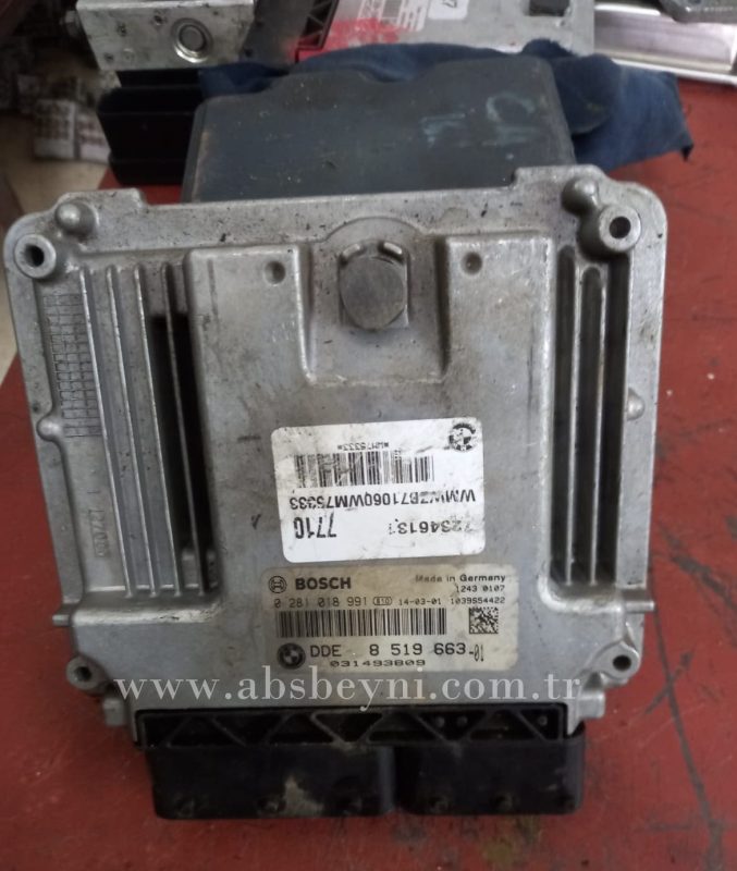 BMW 1.6 D Motor Beyni Çıkma ECU (Bosch) 0281018991, 0 281 018 991, 0281 018 991, DDE8519663, DDE 8519663, DDE 8 519 663, DDE 8 519 663-01, 8519663, 8 519 663