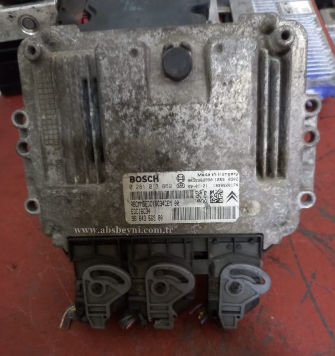 Peugeot Expert, Partner, Citroen Jumpy 1.6 HDI Motor Beyni Çıkma ECU (Bosch) 0281013869, 0 281 013 869, 9664356980, 96 643 569 80, EDC16C34, 1039S20174